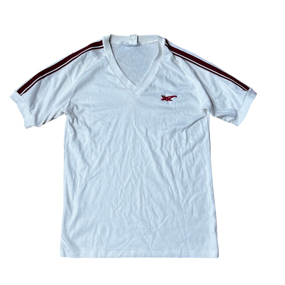 Vintage 80s ASICS Tiger V Neck Shirt Small